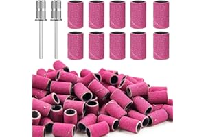 LEIKEDUN 100 Pièces Embouts Ponceuse Manchons, Ongles Bandes de Ponçage Professionnelles 180# Grain pour Perceuse à Ongles Ponceuse Emeri Rouleaux Lime Ongles pour Manucure et Pédicure(Rosa)