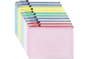 WOOBROO Pochette Document Zippée A5, PVC Transparentes Document Dossier,Pochette Plastique 5 Couleurs,Ranger Papiers petits Objets des Fournitures,Cosmétiques et Accessoires de Voyage etc(10PCS)
