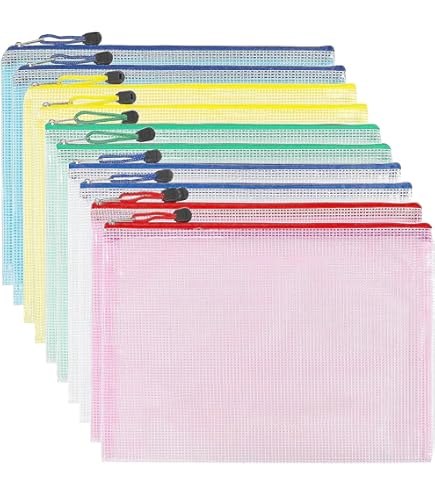JOIKIT 50 PCS A5 Plastic Mesh Wallet Zip, White Zip Document Pouch Zipper Folder Bag For Paper Files 1093944139 - View #4