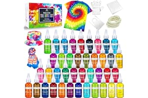 DECORROM Tie Dye Kit - 40 Colour Fabric Tie Dy Kit - All-in-1 Tye Dye Colour Powder Set for Shirt, Clothes Painting, Party Supplies, Adults and Kids Handmade Projects