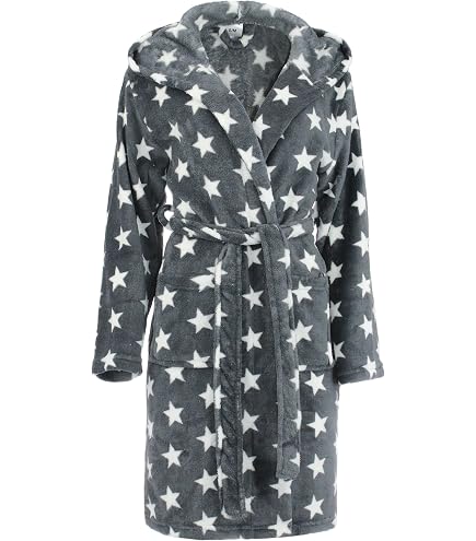Damen Bademantel Mit Leopardenmuster – Flauschiger Fleece, Langärmlig, Mit Schalkragen & Bindegürtel