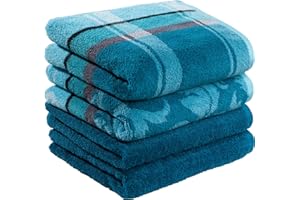 ‎ERWIN MÜLLER Erwin Müller Handtuch-Set 4er-Pack Petrol Größe 50x100 cm - Ludwigsburg - 100% Baumwolle - kuschelweich, saugstark, voluminös - praktisch durch beidseitige Schlaufen (weitere Farben)