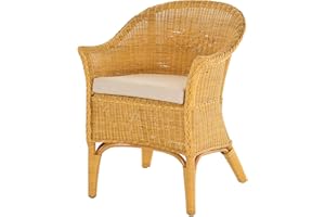 korb.outlet Rattan-Sessel Natur Esszimmersessel Korb-Sessel Rattanmöbel Rattansessel Rattanstuhl mit Armlehnen Lounge Flechtsessel (Honig-Gelb, mit Polster)