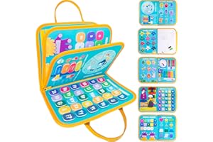 MAGIC MOODS Libro Montessori 1 año 20 en 1 de Fieltro con Doble Velcro-Monstruos|Busy Board Montessori 1 año|Quiet Book|Juguetes Montessori 1 años Educativos Motricidad Fina|Busy Book|Libro Texturas Bebe