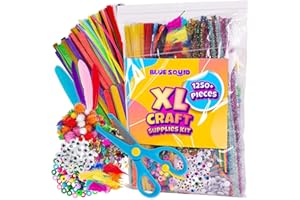Blue Squid Kit Activés Manuelles Artistiques pour Enfants - Maxi Trousse Luxe 1250 Pcs Décoration Bricolage Créatif Vacances, Cadeau Garçon et Fille ge 4-12 ans, Livret Guide/Accès Vidéos en Ligne