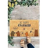 KARMAT Be Happy Everyday, Konuşan K&ouml;pekler, Dekoratif Kapı &Ouml;n&uuml; Paspası siyah-45 x 70