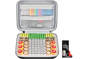 AGAINMORE Battery Organizer Storage Case, 118+ Batteries Carrying Holder Container Box Double Mesh Pockets for AA AAA 9V C D with BT-168 Battery Tester (Batteries are Not Included)