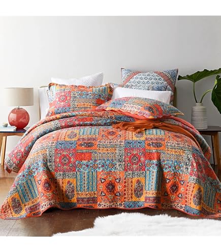 Couvre-lit Kantha Traditionnel YUVANCRAFTS - Pur Coton, Broderie Main, Motif Mukut - Taille Double (environ 228x152 Cm)