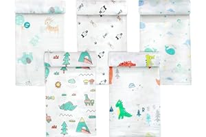 Koo-dib Bebe Recien Nacido,Mantas Envolventes Muselina para bebés 80x80cm Toalla de baño para bebés de100% algodón Absorbente y Suave Paquete de 5 por Mantas Suaves de Lactancia Multiuso Manta Verano