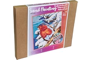 Arenart | 1 Lámina Pájaro de Invierno 38x46cm | para Pintar con Arenas de Colores | Manualidades para Adultos y Jóvenes | Dibujo Fácil | Pintar por números | +9 años