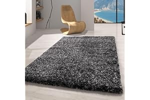 Carpetsale24 Dywan do salonu 120x170 cm melanżowy Antracyt dywan shaggy z długim włosiem, dywan do salonu, sypialni, puszysty i miękki