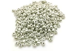 PERLIN Juego de 3300 cuentas de cristal de 3 mm, color metálico, 8/0, perlas Pony, miniperlas transparentes para niños, cuentas de metal, plateado