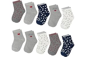 L&K-II Lot de 12 Chaussettes enfants filles en coton motif mignon coloré automne hiver 2808VA