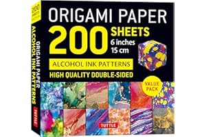 Origami Paper 200 Sheets Alcohol Ink Patterns 6" (15 Cm): Tuttle Origami Paper: Double-sided Origami Sheets Printed With 12 Designs (Instructions for 5 Projects Included)
