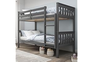 Blisswood Double Bunk Bed, 3ft Single Bed Frame with Ladder, Extra Strong & Durable, Wooden Kids bunk beds Twin Sleeper for Kids, Children, Adults, Double Bed Frame With Under Bed Storage (Dark Grey)