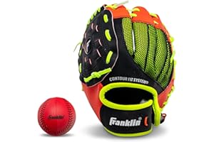 Franklin Sports Youth Teeball Glove - 9.0 Inch Neo-Grip Synthetic Leather Fielding Glove - Left & Right Handed Ready To Play with Ball