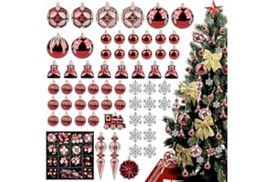 Ambesty 60 sztuk bombek choinkowych z tworzywa sztucznego, zestaw ozdób choinkowych wielokrotnego użytku z zawieszką, na Boże Narodzenie, wesele, festiwal, urlop, imprezę, jako prezent