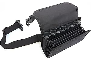 CLAIRE-FONCET Riñonera de Camarero de lona negra, Monedero de Camarero, Cartera, Billetero, incluido Dispensador/Distribuidor/Clasificador para las 8 Monedas de Euros, Cierre Magnético (NEGRO)