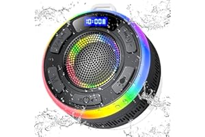 PRSCFUM Cassa Bluetooth Doccia, Cassa Portatile IP7 Impermeabile con Ventosa, 360°Associazione Stereo Altoparlante Bluetooth con Luce LED Colorate, Speaker per Viaggi Doccia Esterno Nero
