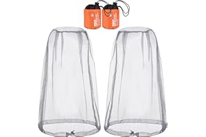 EBOOT 2 Stück Kopfnetz Gesichtsnetz Kopfbedeckung für Outdoor-Liebhaber, schützt vor Fliegengitter, Moskito, Mücke und Anderen Fliegen (Normale Größe, grau)