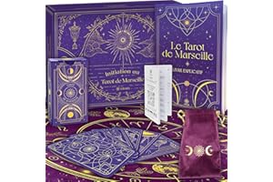 Vibratis Coffret d'Initiation au Tarot de Marseille : Tarot Divinatoire + Livre de 205 Pages + Nappe Divinatoire & Pochon. Idéal pour Débutants