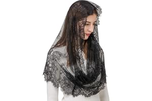 PAMOR Spanischer Stil Spitze Traditionelle Vintage Inspiriert Unendlichkeit Form Mantilla Schleier Lateinische Masse Kopfbedeckung