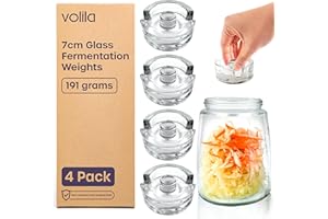 Volila Poids en Verre pour Fermentation - Lot de 4 (7cm) pour Bocaux à Large Ouverture avec Poignée Facile à Saisir