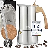 Milu Espressokocher Induktion geeignet | 2, 4, 6, 9 Tassen | Edelstahl Mokkakanne, Espressokanne, Espresso Maker Set inkl. Un