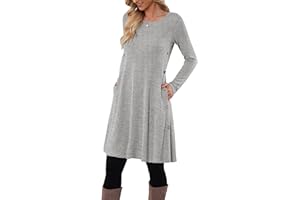 MOLERANI Robe Pull pour Femme à Manches Longues Robe Tunique boutonnée décontractée avec Poches