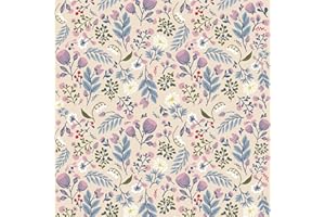 ICYEHAO Papier Peint Rose Fleur,44 x 600cm Papier Peint Adhesif Floral Beige Papier Peint Bleu Vert Feuille Papier Peint Botanique Papier Peint Adhesif pour Meuble Chambre,Cuisine,Salon