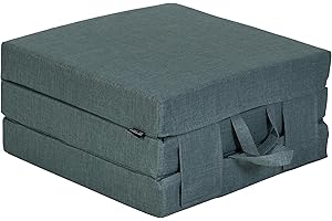 Fun!ture Single Foldable Z Bed Mattress | Indoor Portable Folding Sofa Bed | For Living Room & Bedroom | Great For Sleepover & Guests | Soft & Comfy Futon Set With Carry Handles (Duckegg)