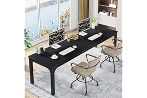 Tribesigns Mesa Escritorio, Escritorio de Oficina, 200 x 70 x 75 cm PC Escritorio Estación de Trabajo para Uso de Oficina en el hogar, Mesa de Comedor Mesa de Conferencia, Negro