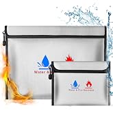 Fireproof Document Bag, Fireproof and Waterproof Safety Storage Bag 15x11 and 9x7 Inches, Can Protect Valuables, Passports, D