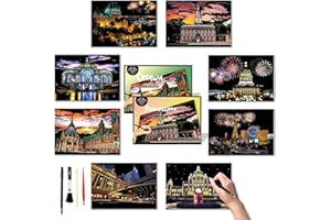 DESINIK Scratch Painting Art Paper - Scratch Art for Adults & Teens: Premium DIY Craft Kit with Tools - Creative Adult& Teens Crafts for Home Decor & Stress Relief（Canada & America） A4