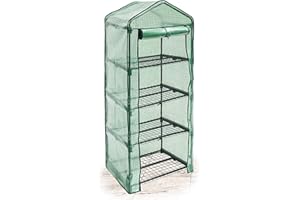 Relaxdays Serra Vivaio per Giardinaggio, 4 Ripiani, HLP 158x70x50 cm, Accessorio Giardinaggio sul Balcone, Verde