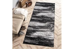 Carpeto Rugs Alfombra de Pasillo Moderna Larga de Pelo Corto de Diseño Abstracto ​- Alfombras de Pasillo por Metros - Alfombras para Pasillos Largo - Gris Negro - 70 x 200 cm