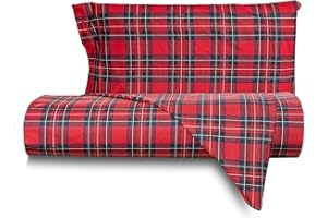 Smart Deco Home Set copripiumino federe letto parure copripiumino stampa fantasia 100% cotone Made in Italy SINGOLO SCOZZESE ROSSO