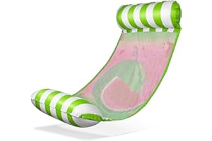 Balinco – Dmuchany hamak wodny, materac dmuchany z 2 komorami powietrznymi i nylonową siatką, materac wodny, leżak relaksacyjny dla dorosłych i dzieci – letni dodatek do basenu (zielony arbuz)