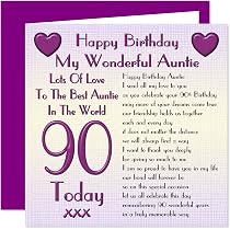 Sottobicchiere Lucido Con Scritta Happy 90th Birthday Auntie – Motivo Floreale, MDF 9x9 Cm