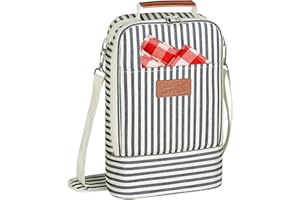 ‎KATO TIRRINIA Kato Tirrinia Insulated Kühltasche - 2 Flaschentasche Träger für Wein & Bier, Wein Becher Glas Kühler Träger mit isoliert,Griff & Schultergurt, Flaschenkorb für Weinprobe, Reisen, Park, Strand