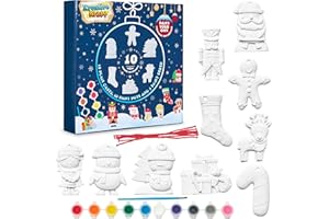KreativeKraft Ensemble de Decoration Noel à Peinture Enfant - Kit DIY pour Toute la Famille (Lot de 10)