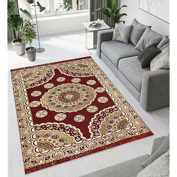 Buy SLEEP OASIS Premium CHENNILE Velvet Traditional Persian Area Carpet,  Red with Floral Patterns, 5 * 7ft (152 cm x 214 cm) Online at Low Prices in  India - Amazon.in