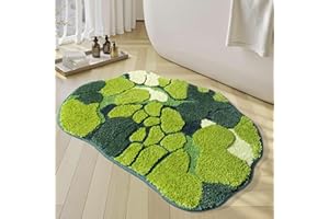 RORA Zielony mech dywaniki łazienkowe uroczy liść mata łazienkowa do łazienki antypoślizgowa miękka mikrofibra pochłaniająca wodę estetyczna zielona dekoracja łazienki boho pluszowy dywan pod