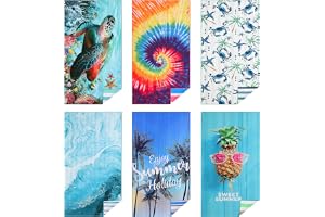 Casa Platino 6-Pack Oversized Microfiber Beach Towels – 71"x32" Sand-Free, Lightweight & Quick-Dry – Double-Sided Printed Poo