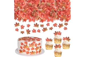 SYKYCTCY 40 Stück Essbare Ahornblatt Cupcake Toppers Maple Leaf Tortendeko Herbst Blätter Muffin Dekoration für Thanksgiving Thema Baby Dusche Kinder Geburtstag Party Kuchen Dekorationen Zubehör