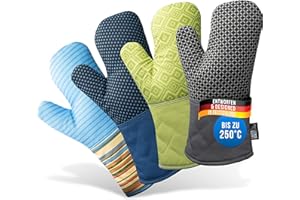 ‎LAUTER SCHUTZ LauterSchutz® Ofenhandschuhe als Paar - Topfhandschuhe mit Silikon-Beschichtung: Hitzebeständig & extra lang - waschbare & weiche Baumwolle [Kontaktwärme: 250°C] Kochen & Backen (Grau)