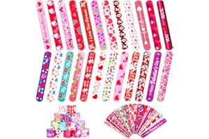 RICEDUO 48 Pieces Valentines Day Slap Bracelet for Kids, 24 Styles Colorful Valentines Day Slap Wristbands Bulk for Kids Party Favors Supplies Classroom Prizes Exchange Gifts