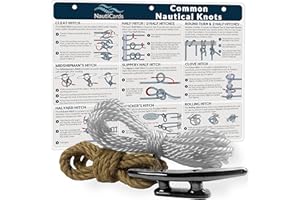 NautiCards Deluxe Nautical Knot Tying Kit - 6 Boat Cleat, Jute and Poly Ropes, and Waterproof Nautical Guide to 21 Sailing and Boating Knots