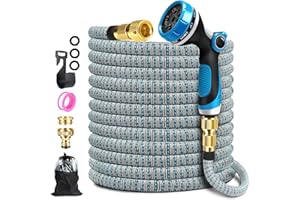 ZARSYN manguera jardin, manguera extensible con 10 boquillas de patrón de pulverización, conector de latón, tela 3750D, manguera de alta resistencia con núcleo de látex de 4 capas-15m/50ft
