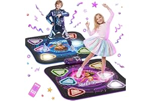 2-Spieler Tanzmatte für Kinder 3-12 Jahren, 12-Tasten Leucht Tanzmatte mit Einzel und Doppelspieler, Musik Spielzeug mit Bluetooth, Geburtstags Weihnachts Geschenke für Mädchen 5 6 7 8 9 10 11 Jahren